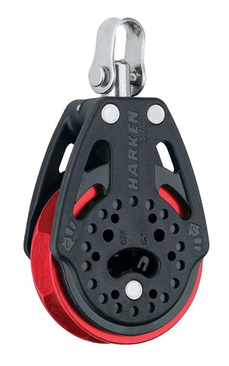 Harken 57 mm Ratchet Block Swivel, Red Sheave