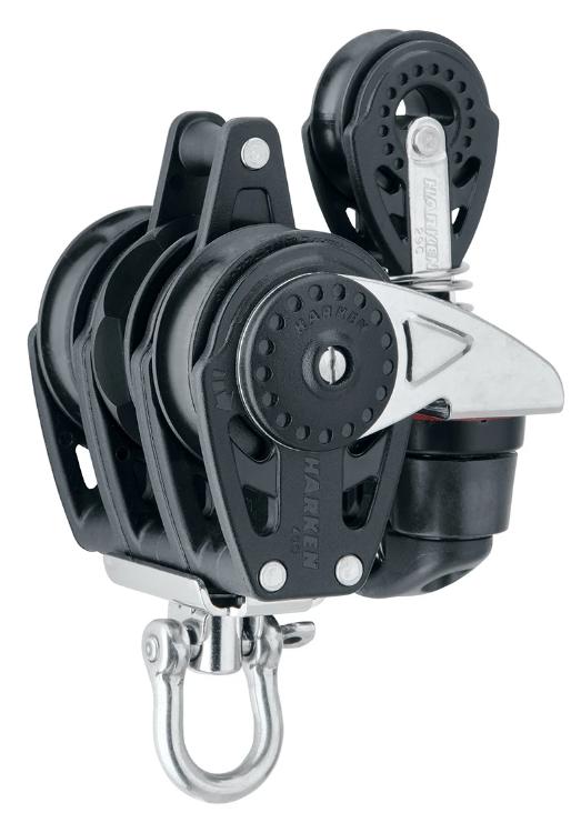Harken 40mm Triple Ratchet Block — Swivel, Becket, Cam Cleat, 29mm Block