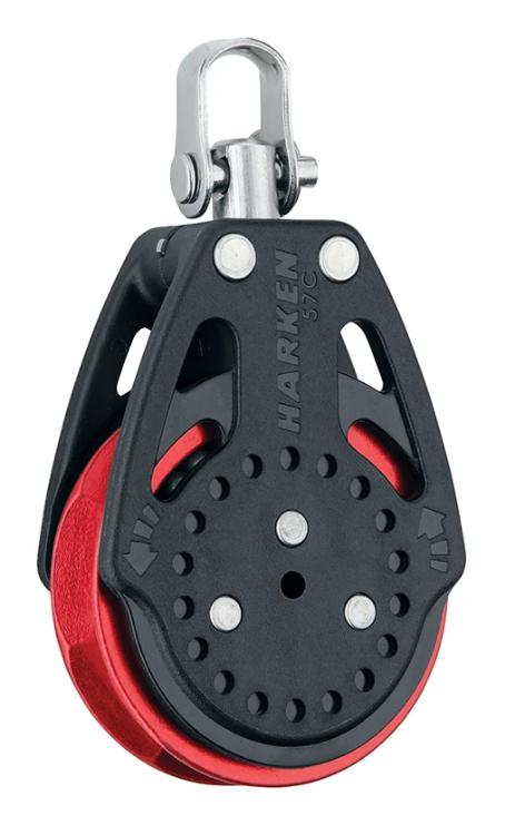Harken 57mm Ratchamatic® Block — Swivel, Red Sheave