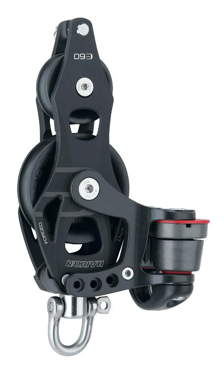 Harken 60mm Aluminum Element Fiddle Block — Swivel, Becket, Cam Cleat