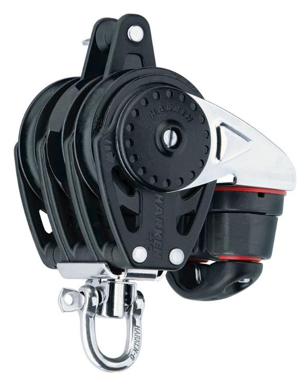 Harken 57mm Triple Ratchamatic® Block — Swivel, Becket, Cam Cleat