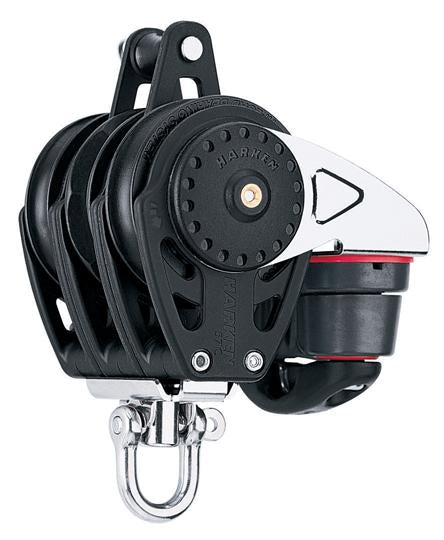 Harken 75mm Triple Ratchamatic Block — Swivel, Becket, Cam Cleat