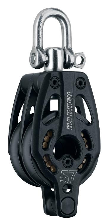Harken 57mm Aluminum Double Block — Swivel, Becket