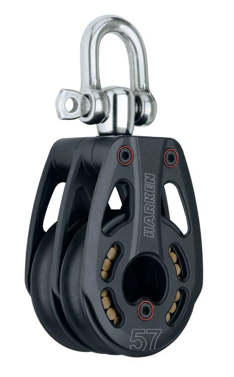 Harken 57mm Aluminum Low-Load Double Block — Swivel