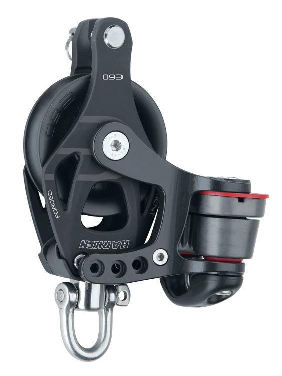 Harken 60mm Aluminum Element Block — Swivel, Becket, Cam Cleat