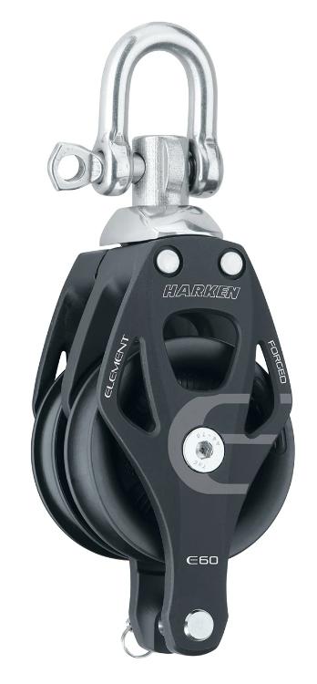 Harken 60mm Aluminum Element Double Block — Swivel, Becket