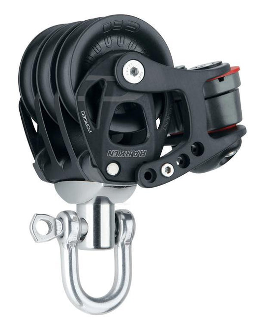 Harken 60mm Aluminum Element Triple Block — Swivel, Cam Cleat