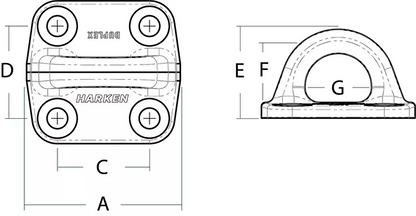 HARKEN Large Square Duplex Padeye