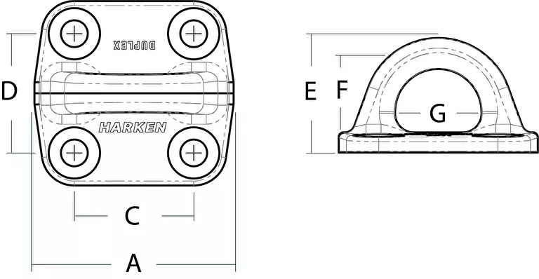 HARKEN Small Square Duplex Padeye